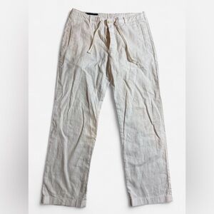 Perry Ellis Mens Linen Blend Pants White 35x28  Button Fly Beach Casual